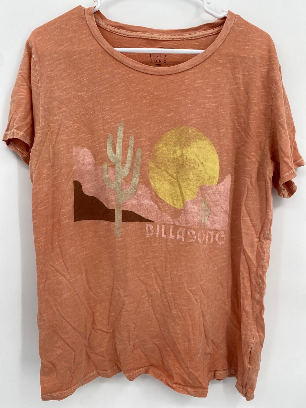 Billabong Orange Cactus Desert Sunset Mountain Tee Women's Large